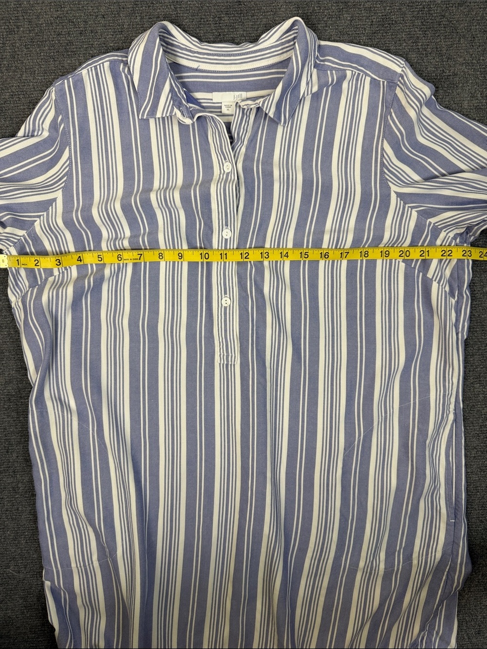 J. Jill Light Blue and White Striped Midi Shirt Dress with Pockets Sz XL (DJ5) - Picture 7 of 9